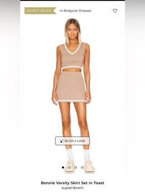 superdown Taupe Knit Set with Cream Accents - top and skirt selling as set - NWT